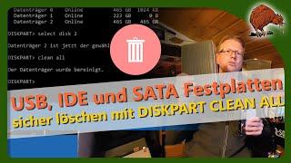 USB, IDE und SATA Festplatten sicher löschen mit Windows DISKPART