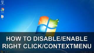 How to DISABLE/ENABLE right click/context menu using regedit