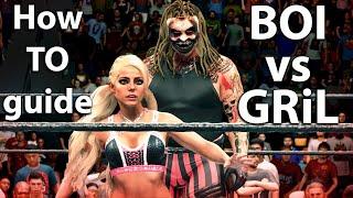 How to make intergender matches in WWE 2k23 tutorial guide: Alexa Fiend, Candice LeRae & Great Khali