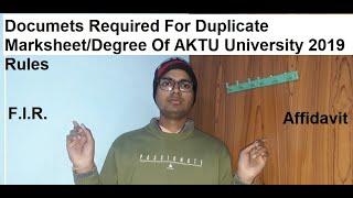 Documents needed for Duplicate Marksheet/Degree | How to order marksheet/degree of aktu university