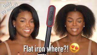 FAST SILK PRESS AT HOME?!? ft Tymo Ring Plus Hair Straightening Brush | Tessa Stewart