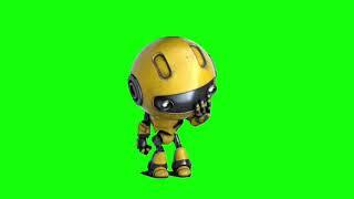 3d cute animated robot green saying hi screen footage pack (only free for subscriber)