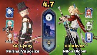 C0 Lyney Furina Vaporize & C0 Kaveh Nilou Bloom | Spiral Abyss 4.7 | Genshin Impact