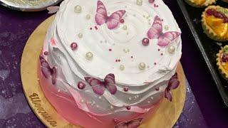 Торт с бабочками , как украсить торт детский красиво!