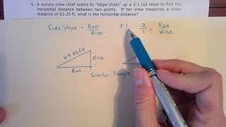 Horizontal Distance Given Side Slope and Slope Distance