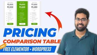 Create Stunning Pricing Comparison Tables in WordPress using Elementor: Increase Your Website Sales