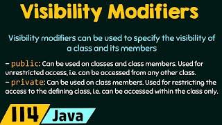 Visibility Modifiers in Java