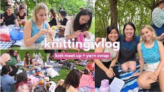 knitting vlog | craft meet up + yarn swap!