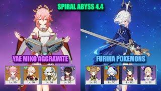 Yae Miko Nahida Aggravate & Furina Pokemons | Spiral Abyss 4.4 | Genshin Impact