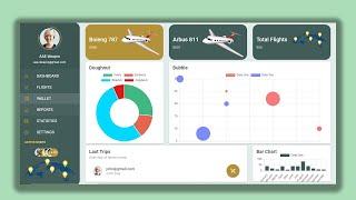 Vuejs 3 - Vuetify 3 , Create an Flight Dashbord Website Using Chartjs | vue-chart js | Bar | Pie