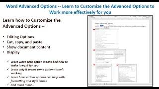 Word Advanced Options - Learn to customize Word's Advanced Options to work more effectively for you