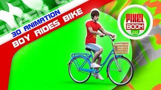 Green Screen Boy Rides Bike 3D Animation - PixelBoomCG