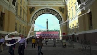 The arch of the General staff. The Palace square. Saint-Petersburg. 4K.