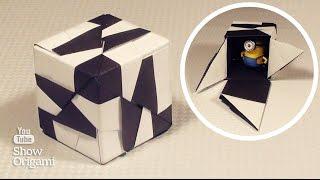 Cube made of paper with a surprise.