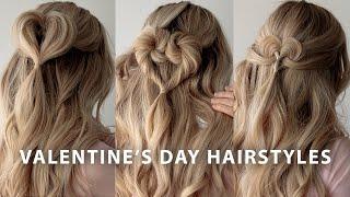 3 EASY VALENTINE'S DAY HAIRSTYLES  Heart Hair Tutorial