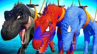 Epic Spiderman Indominus vs Pro 8 Superhero Dinosaurs l Jurassic World Evolution 2 Dinosaur Fight