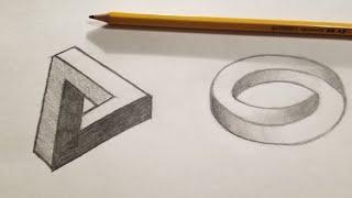 (ASMR) Drawing Simple Optical Illusions | Impossible Oval | Impossible Triangle | Whispering