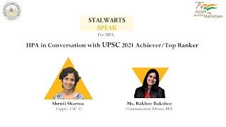 IIPA in conversation with UPSC 2021 Topper Shruti Sharma