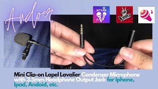 ANDOER MINI CLIP-ON LAPEL LAVALIER CONDENSER MICROPHONE FOR WESING, SMULE & THE VOICE APP!!!