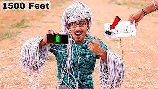 Longest Charger In The World! (1500 Feet) | क्या यह फोन को चार्ज कर पाएगा?