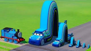 Big & Small Long Pixar Cars VS Trains Thomas - BeamNG.drive