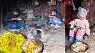 Potato Curry & rice at Shelter || Sanjip Jina Jonson enjoying meal @Sanjipjina