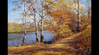 Simple autumn landscape with birches for beginners|how to draw birches in autumn #painting