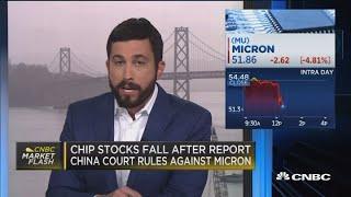 Chip stocks fall after report China court rules against Micron