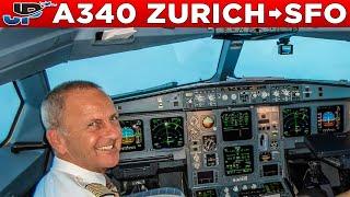 Swiss Airbus A340-300 Cockpit Zurich to San Francisco