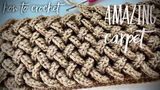 ВЯЖЕМ ИЗ ОСТАТКОВ ПРЯЖИ…  3D КОВЕР КОСАМИ КРЮЧКОМ! How to crochet a carpet!