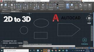 Convert 2D to 3D objects in AutoCAD |AutoCAD 2D to 3D conversion |How To Convert 2d to 3d In AutoCAD