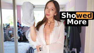 [4K USA Housewife] Window cleaning | Transparent Robe Try on Haul with Cyberly Chloe