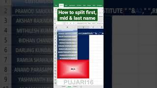 how to split first name, middle name,last name in excel