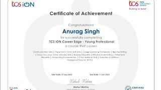 Download Certificate of TCS ION Career  Edge - Young Professional.