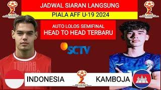 JADWAL PIALA AFF U19 2024‼️INDONESIA VS KAMBOJA‼️JADWAL TIMNAS INDONESIA‼️LIVE SCTV