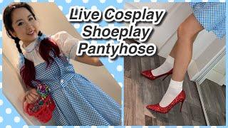 Wizard of Oz Dorothy Cosplay Live Stream, Costume Nylons Socks Heels Pumps, Legs Feet