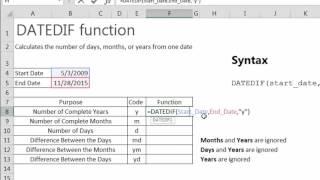 Subtract Dates in Excel using the DATEDIF Function