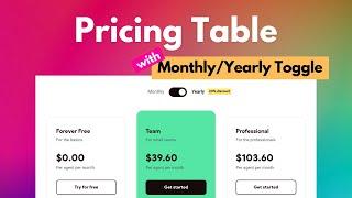 Create a Pricing Table with Monthly/Yearly Toggle Switch in WordPress using Elementor