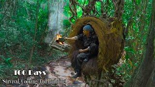 100 Days Survival Challenge - Survival Alone In The Rainforest | Build a Tree House