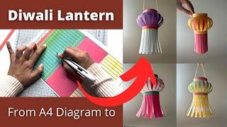 How To Make Diwali Kandil or Lanterns From A4 Printable Diagrams With Color Options [Marathi]