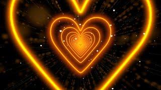 Neon Lights Love Heart TunnelOrange Heart Heart Background - Moving Background Video Loop [3 Hours]