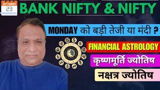 Nifty, Bank Nifty  Prediction by Financial Astrology, technical/data, news for date- 23- Sept- 2024