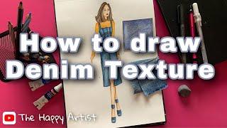 How to draw Denim fabric illustration | Rendering denim fabric | Tutorial for denim fabric texture