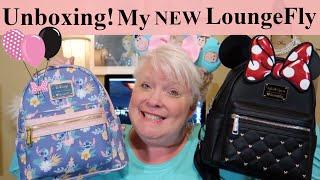 LoungeFly! UNBOXING & REVIEW! Minnie Mouse Bow Backpacks plus LiLo & Stitch!