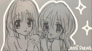 How to draw: Anime Girl Bestfriends Poses | drawing tutorials for beginners | step by step