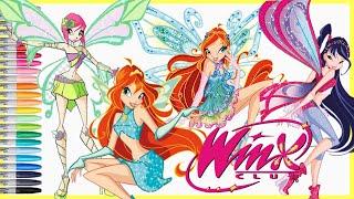 Coloring Winx Club Bloom Tecna Musa Stella Harmonix Fairy Coloring Pages Mewarnai