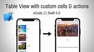 Table View with custom cells & actions