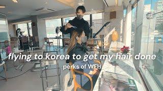  dyeing my hair from bleached mess to burgundy @ juno hair // aesthetic korea vlog 