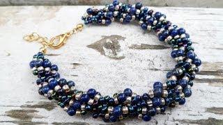 PandaHall Jewelry Making Tutorial Video--How to Make Lapis and Gold Spiral Rope Chain Bracelet