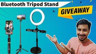 Best Budget Phone Stand GIVEAWAY | Tech Sober | Bluetooth tripod stand with ring light | Hindi